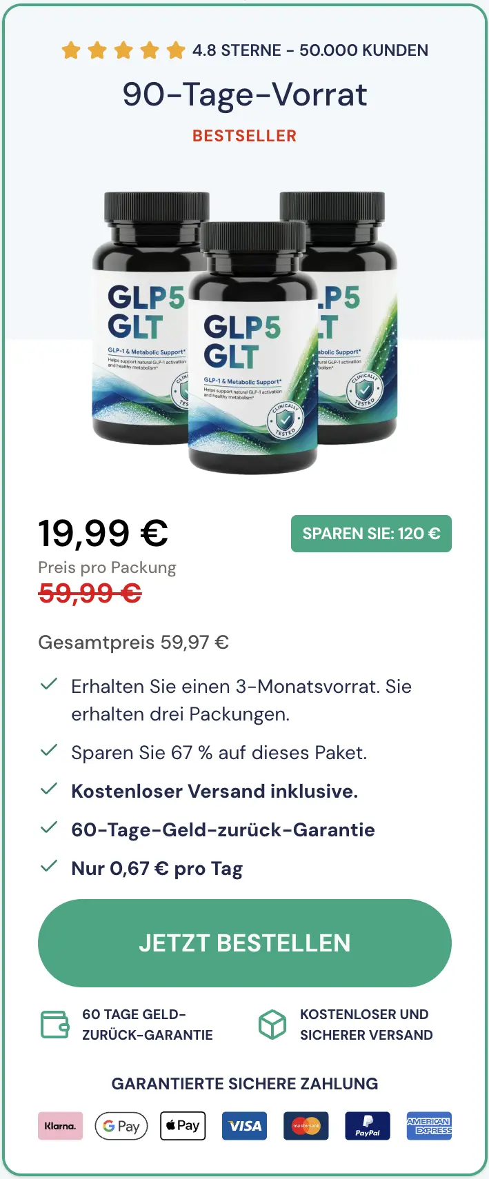 GLP5 GLT 6 Flaschen Bestseller Vorrat